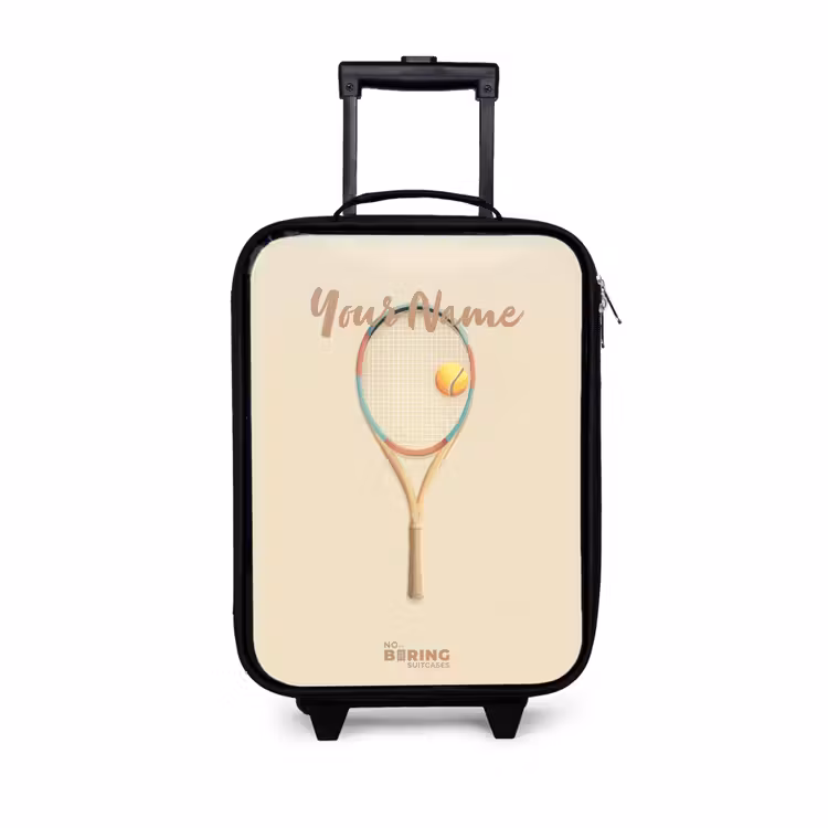 Een tennisracket in beige tinten Kinderkoffer - Zwart klein -3d