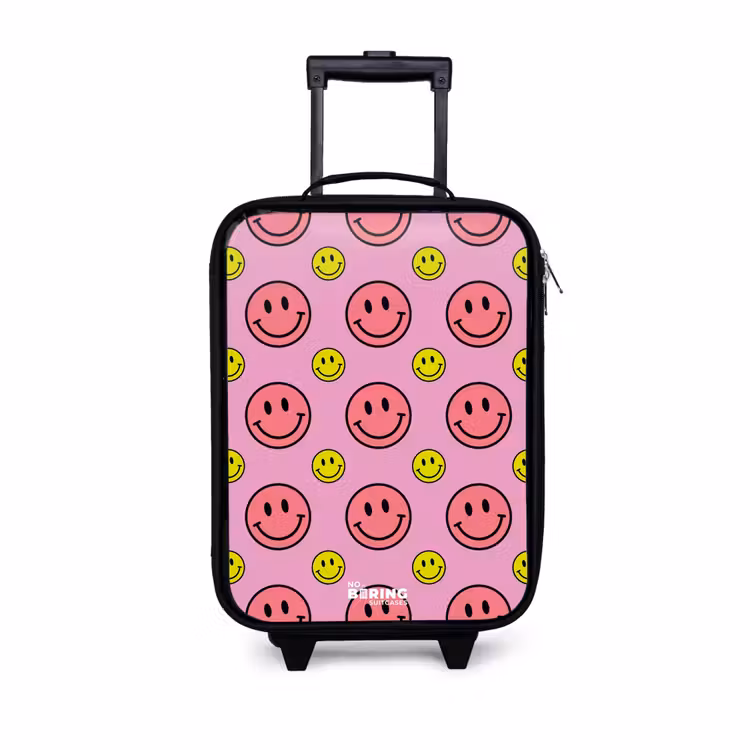 All smiles roze Kinderkoffer - Zwart klein -3d