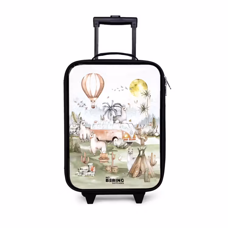 Alpaca avontuur Kinderkoffer - Zwart klein -3d