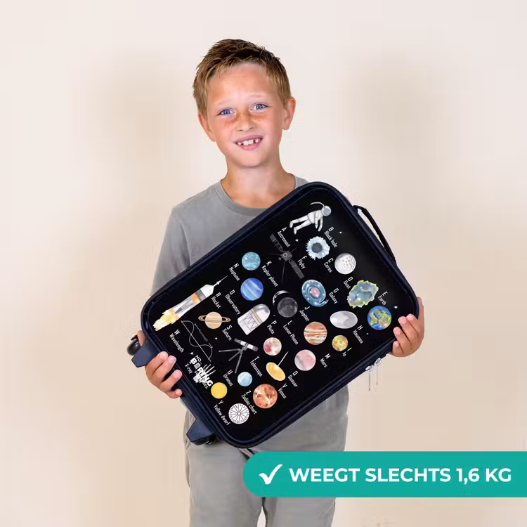 Alfabet in ruimte thema Kinderkoffer - Zwart klein -sfeer4_NL