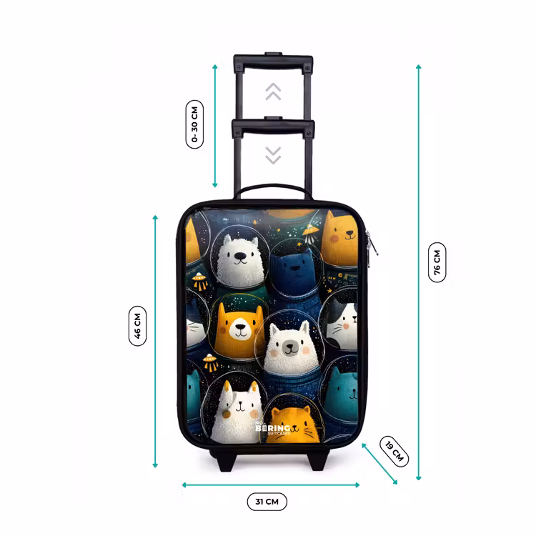 Dieren - Sterren - Planeten - Astronaut Kinderkoffer - Zwart klein -productfoto_formaten
