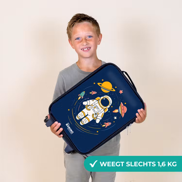 Astronaut - Planeet - Sterren - Raket Kinderkoffer - Zwart klein -sfeer4_NL