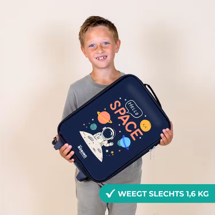 Astronaut - Quote - Planeten - Sterren Kinderkoffer - Zwart klein -sfeer4_NL