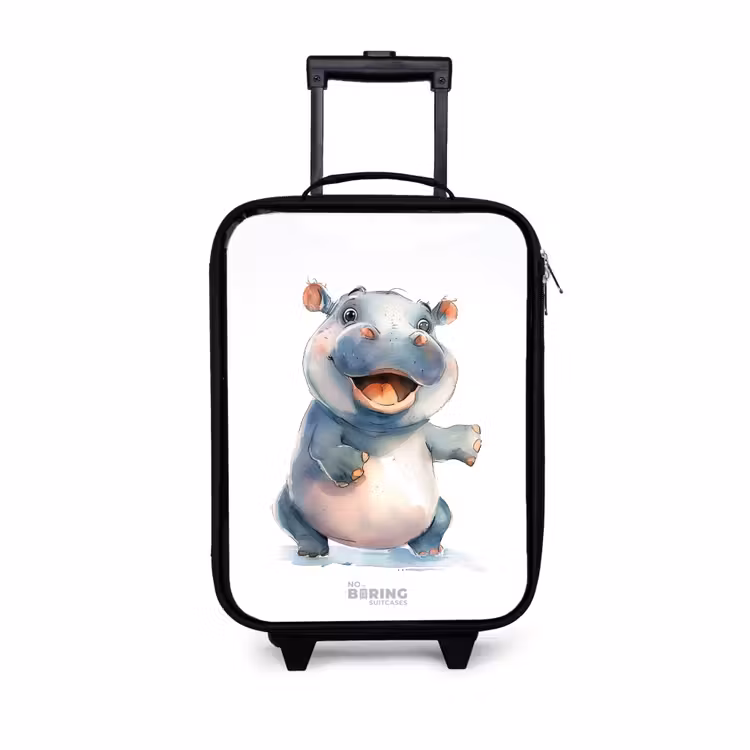 Baby nijlpaard Kinderkoffer - Zwart klein -3d