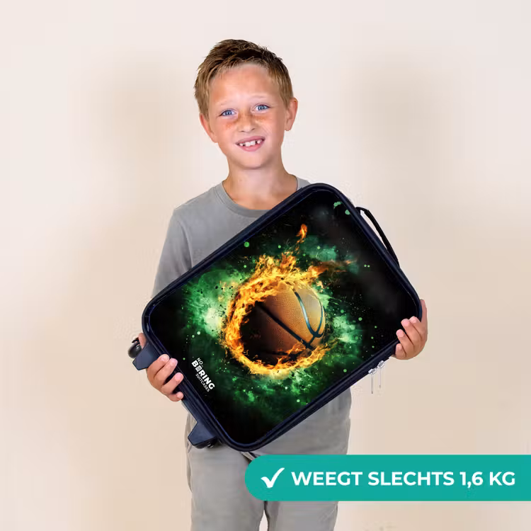 Basketbal in vlammen en explosieve energie Kinderkoffer - Zwart klein -sfeer4_NL