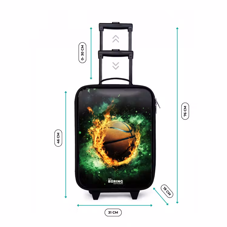 Basketbal in vlammen en explosieve energie Kinderkoffer - Zwart klein -productfoto_formaten