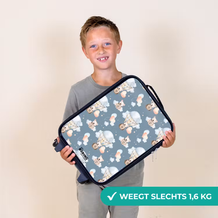 Beertjes in luchtballonnen tussen wolken en ballonnen Kinderkoffer - Zwart klein -sfeer4_NL