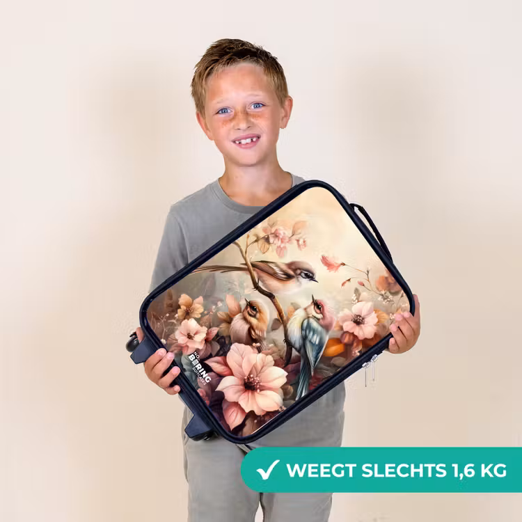 Vogels met roze bloemen Kinderkoffer - Zwart klein -sfeer4_NL