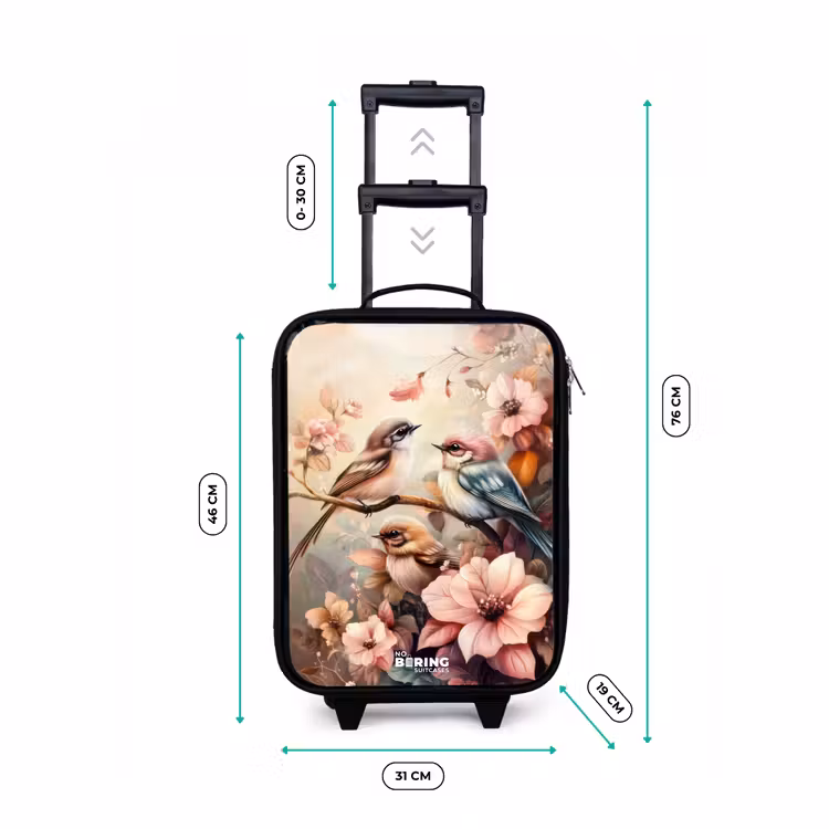 Vogels met roze bloemen Kinderkoffer - Zwart klein -productfoto_formaten