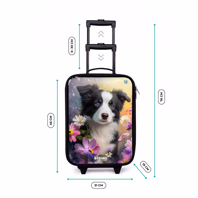 zwart witte puppy tussen kleurrijke bloemen Kinderkoffer - Zwart klein -productfoto_formaten