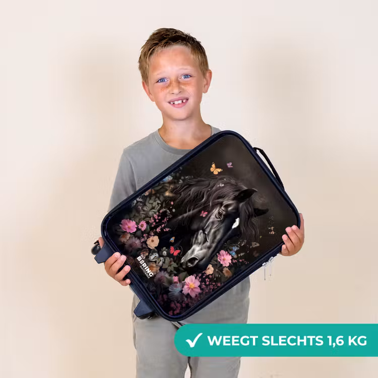 Zwart paard in bloei Kinderkoffer - Zwart klein -sfeer4_NL