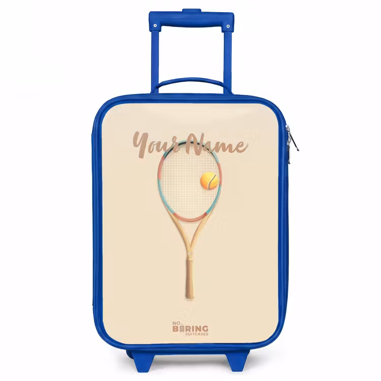Een tennisracket in beige tinten Kinderkoffer - Blauw klein -3d