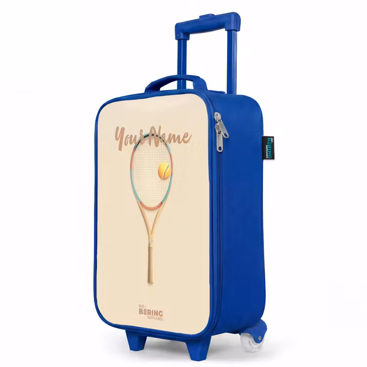 Een tennisracket in beige tinten Kinderkoffer - Blauw klein -productfoto_schuin