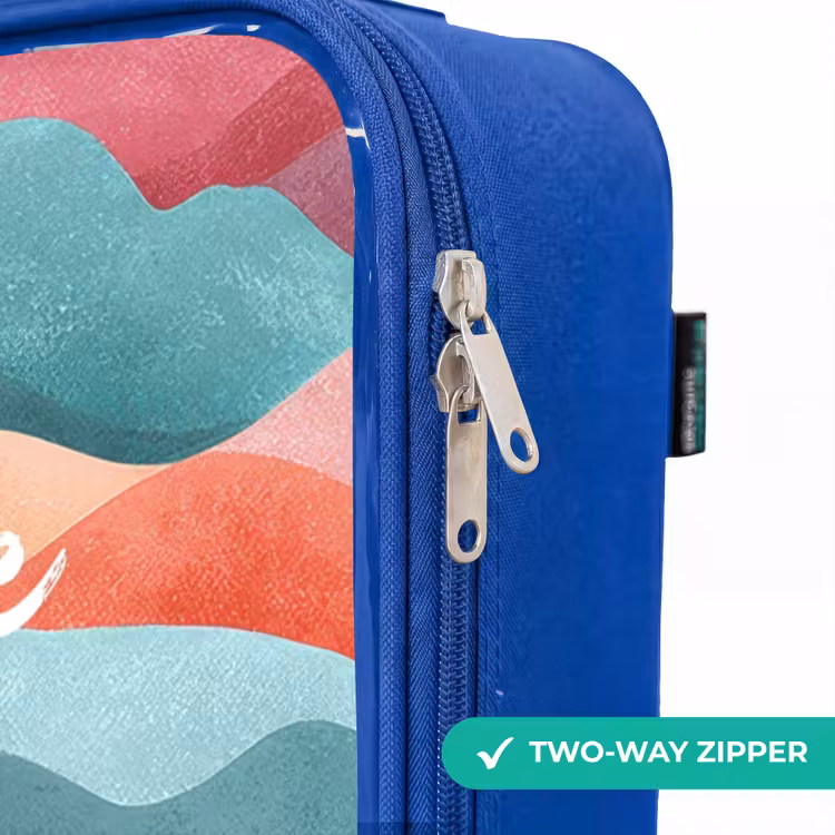 Abstracte golven Kinderkoffer - Blauw klein -rits_EN