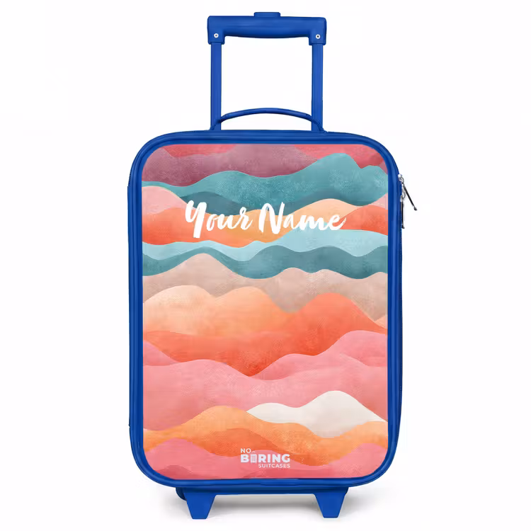 Abstracte golven Kinderkoffer - Blauw klein -3d