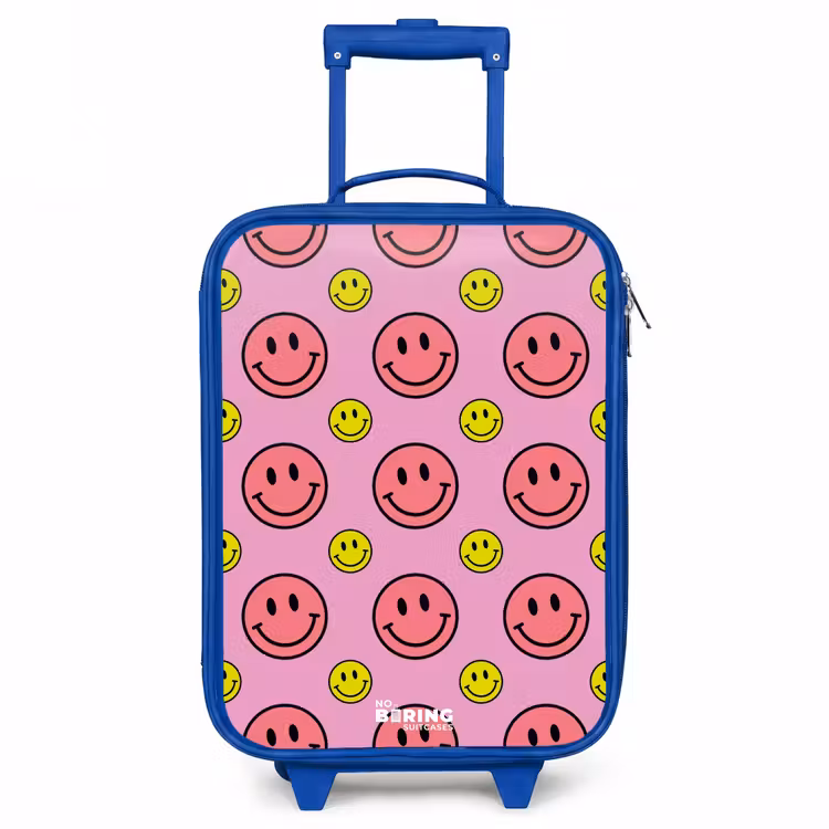 All smiles roze Kinderkoffer - Blauw klein -3d