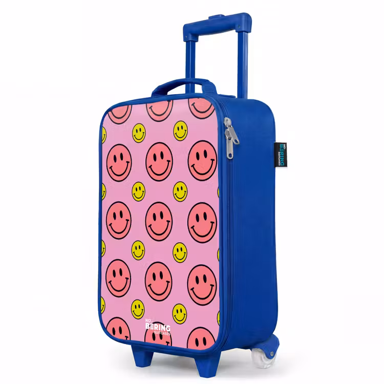All smiles roze Kinderkoffer - Blauw klein -productfoto_schuin