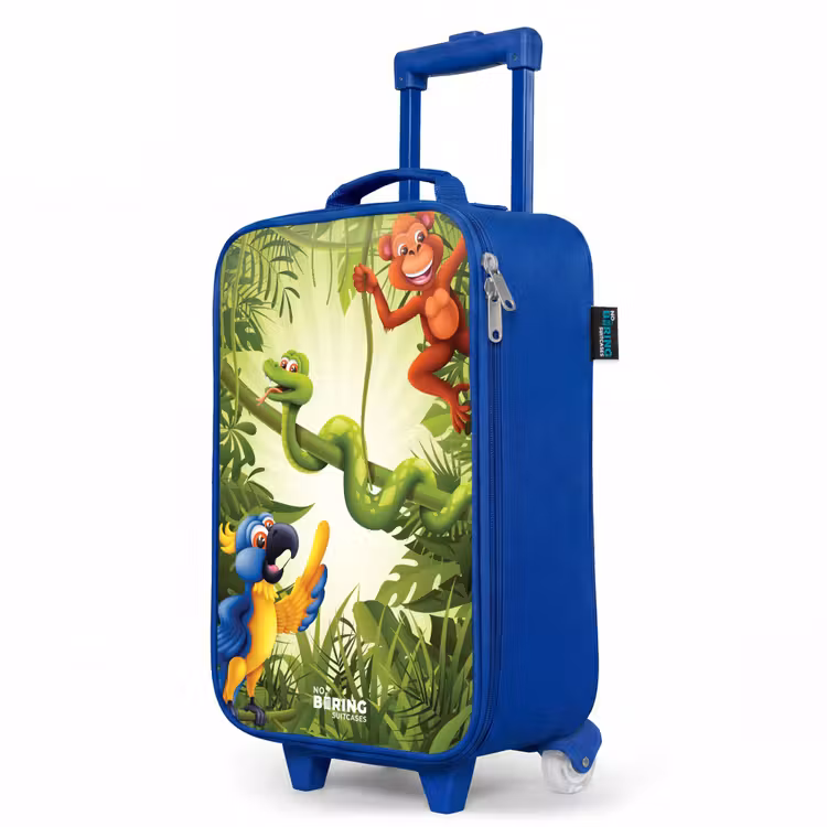 Dieren in de jungle Kinderkoffer - Blauw klein -productfoto_schuin