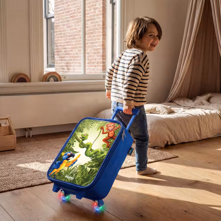 Dieren in de jungle Kinderkoffer - Blauw klein -sfeer1