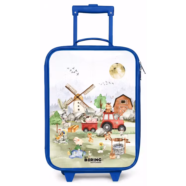 dieren op een boederij Kinderkoffer - Blauw klein -zz3dotto