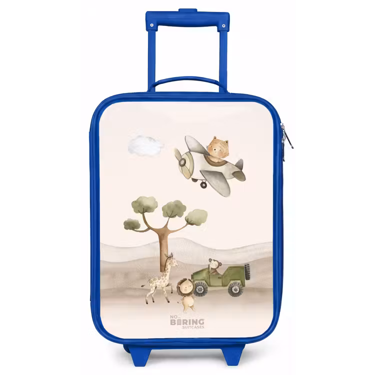 Dieren op safari Kinderkoffer - Blauw klein -zz3dotto
