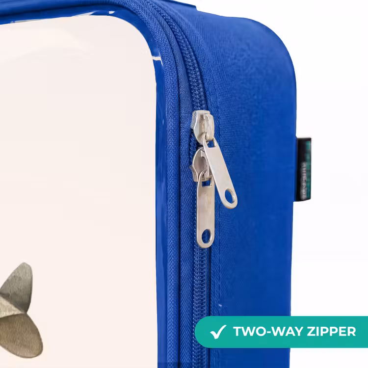Dieren op safari Kinderkoffer - Blauw klein -rits_EN