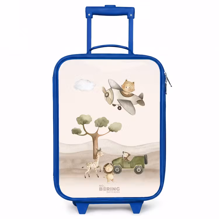 Dieren op safari Kinderkoffer - Blauw klein -3d