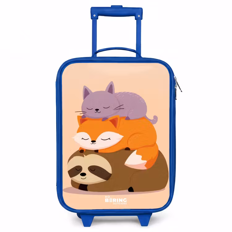 Dieren - Slapen - Samen Kinderkoffer - Blauw klein -3d