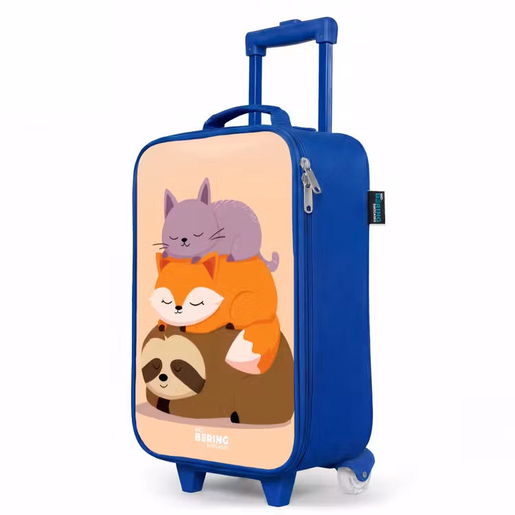 Dieren - Slapen - Samen Kinderkoffer - Blauw klein -productfoto_schuin