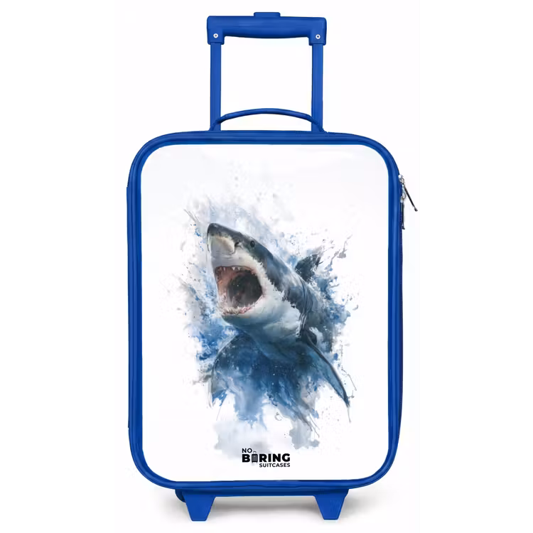 Aanvallende haai in waterverf Kinderkoffer - Blauw klein -zz3dotto