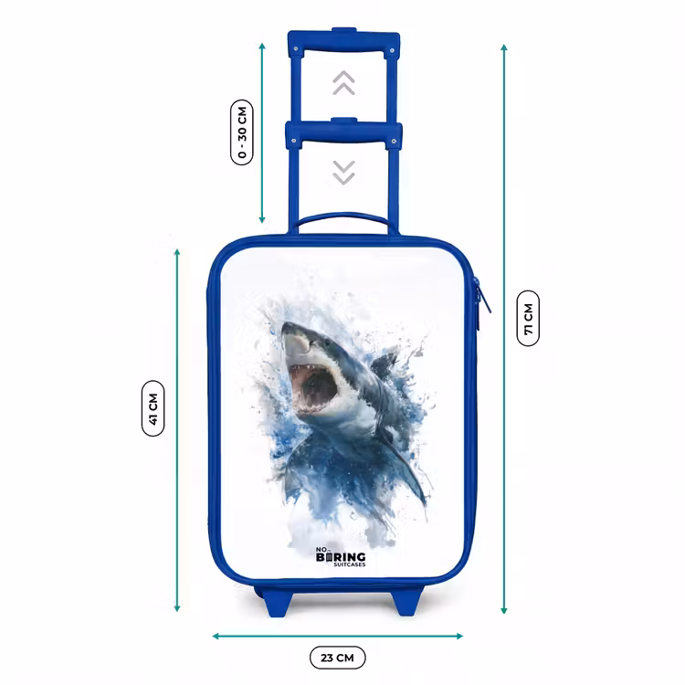 Aanvallende haai in waterverf Kinderkoffer - Blauw klein -productfoto_formaten