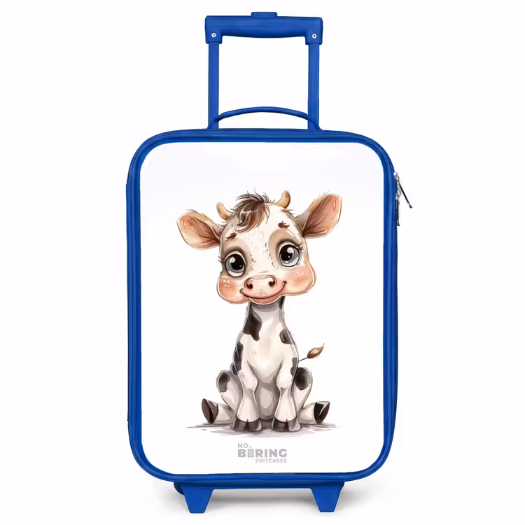 Baby koe Kinderkoffer - Blauw klein -3d