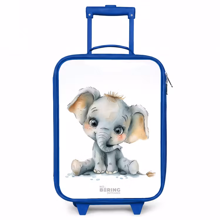 Baby olifant Kinderkoffer - Blauw klein -3d