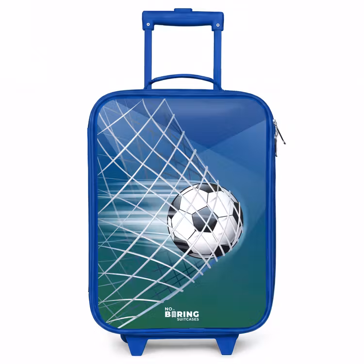 Bal in het goal Kinderkoffer - Blauw klein -3d