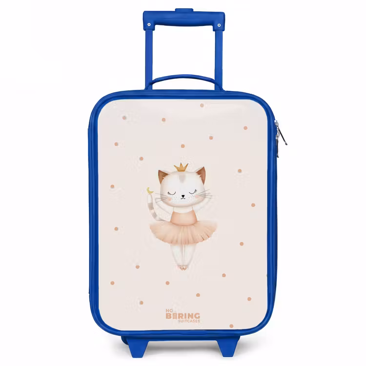 Ballerina kitten in beige kleuren Kinderkoffer - Blauw klein -3d