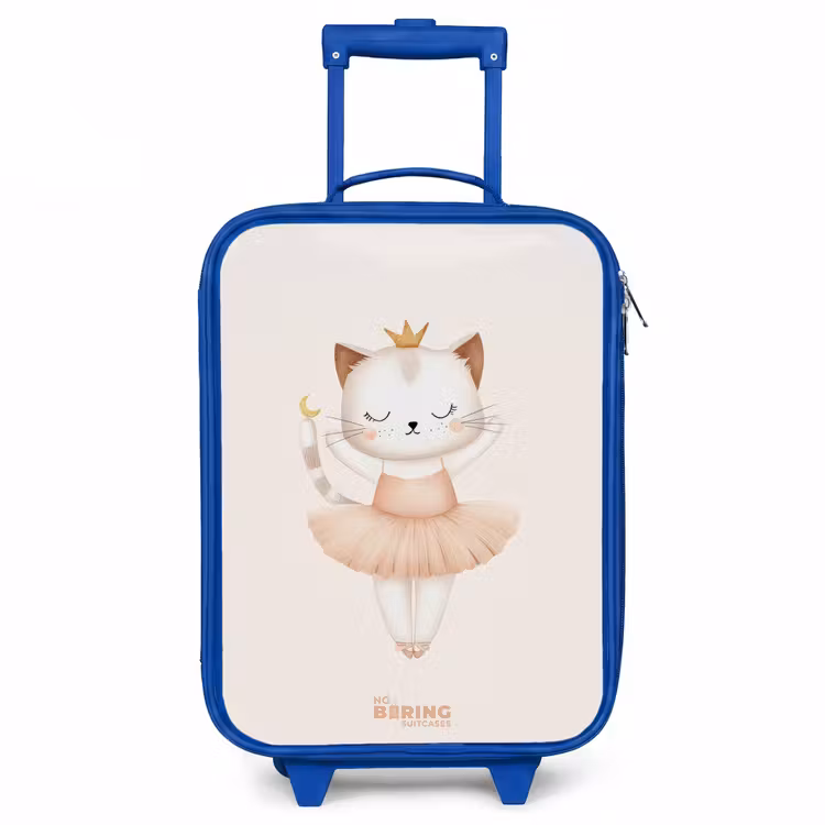 Ballerina kitten in beige kleuren Kinderkoffer - Blauw klein -3d