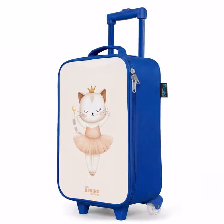 Ballerina kitten in beige kleuren Kinderkoffer - Blauw klein -productfoto_schuin