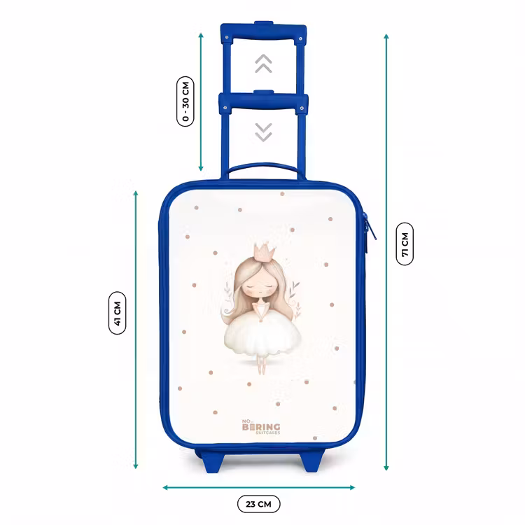 Ballerina prinses tussen beige stippen Kinderkoffer - Blauw klein -productfoto_formaten