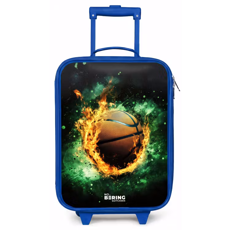 Basketbal in vlammen en explosieve energie Kinderkoffer - Blauw klein -zz3dotto