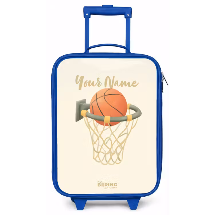 Basketbal in neutrale kleuren Kinderkoffer - Blauw klein -zz3dotto