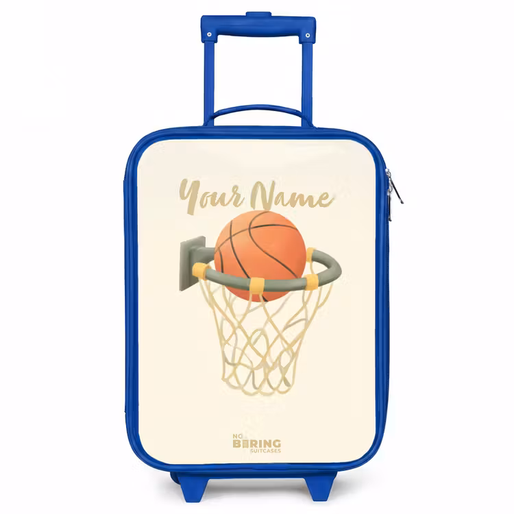 Basketbal in neutrale kleuren Kinderkoffer - Blauw klein -3d