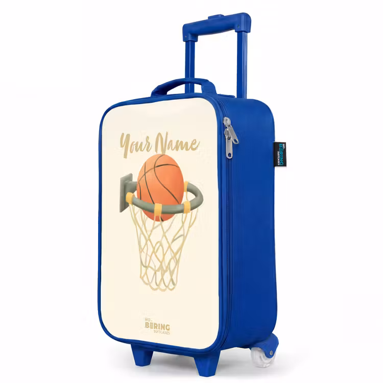Basketbal in neutrale kleuren Kinderkoffer - Blauw klein -productfoto_schuin