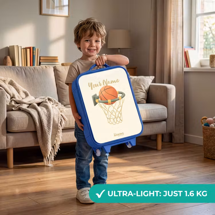 Basketbal in neutrale kleuren Kinderkoffer - Blauw klein -sfeer2_EN