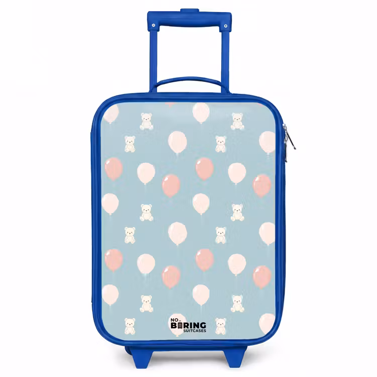 Beertjes in luchtballonnen tussen wolken en ballonnen Kinderkoffer - Blauw klein -3d