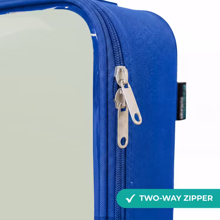 Beige retro raceauto op groen achtergrond Kinderkoffer - Blauw klein -rits_EN