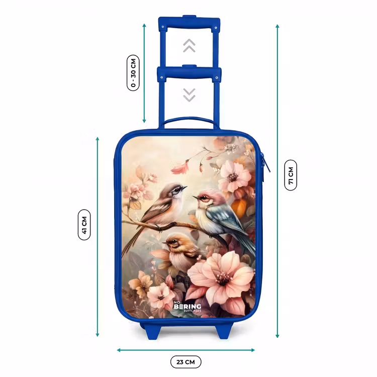 Vogels met roze bloemen Kinderkoffer - Blauw klein -productfoto_formaten