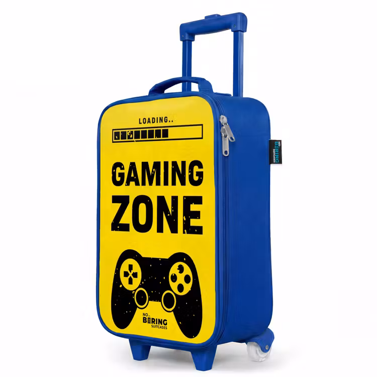 Zwart-geel met gaming zone Kinderkoffer - Blauw klein -productfoto_schuin