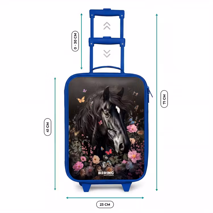 Zwart paard in bloei Kinderkoffer - Blauw klein -productfoto_formaten