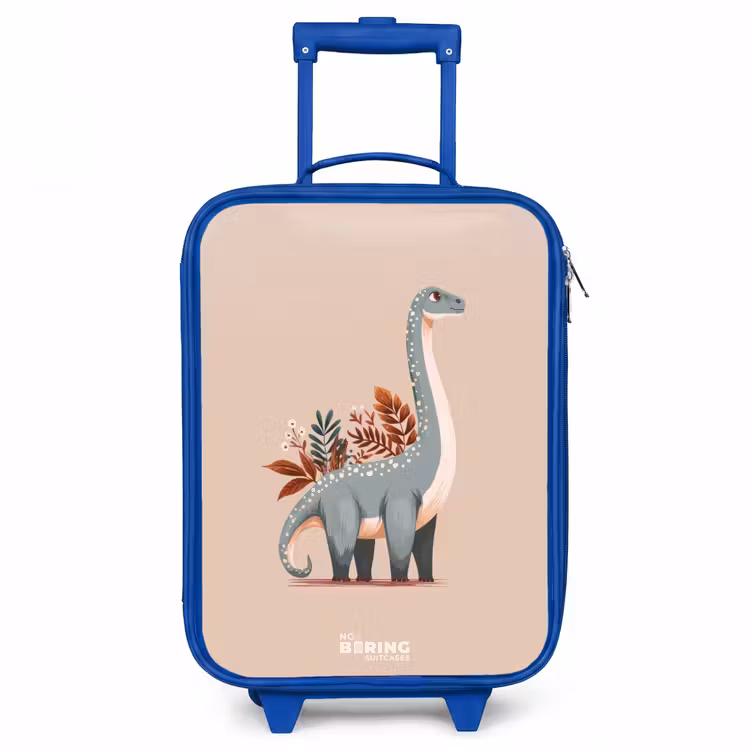 Blauwe dinosaurus op een beige achtergrond Kinderkoffer - Blauw klein -3d