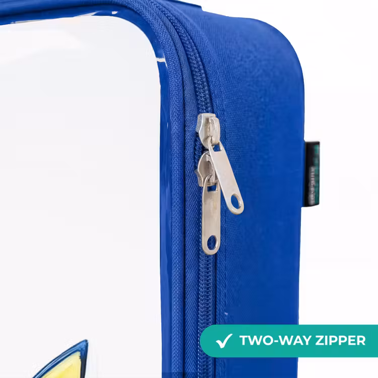 Blauwe vis met gele vinnen en vrolijke blik Kinderkoffer - Blauw klein -rits_EN